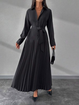 Czarna sukienka maxi pasek (S)