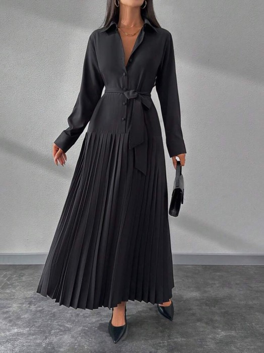 Czarna sukienka maxi pasek (S)