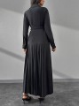 Czarna sukienka maxi pasek (S)
