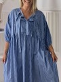 Niebieska sukienka midi paski (0XL)