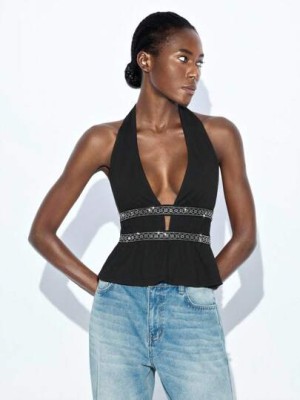 Czarny top odkryte plecy (XS)
