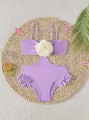 Fioletowy strój jednoczęściowy cut out (6L)