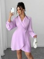 Liliowa sukienka długie rękawy (2XL)