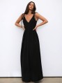 Czarna sukienka maxi v neck (S)