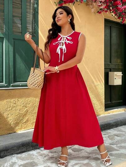 Czerwona sukienka midi (2XL)
