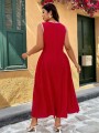 Czerwona sukienka midi (2XL)