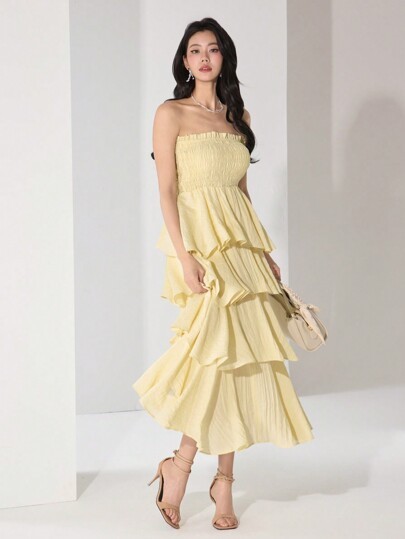 Żółta sukienka off shoulder (L)