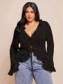Czarna bluzka wiązanie (4XL)