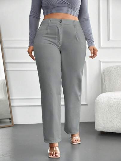 Proste spodnie wysoki stan (2XL)