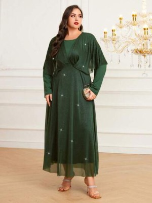Zielona sukienka maxi peleryna (1XL)