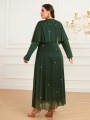 Zielona sukienka maxi peleryna (1XL)