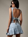 Jeansowa spódnica mini plisy (M)