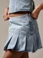 Jeansowa spódnica mini plisy (M)