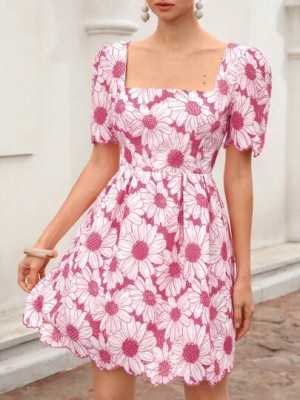 Biała sukienka haftowany wzór (S)