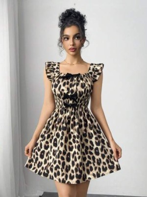 Taliowana sukienka wzór zwierzęcy (S)