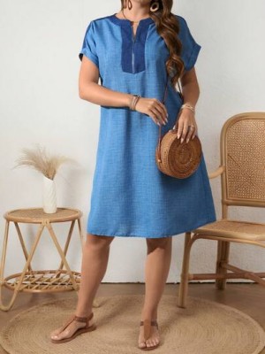 Niebieska casualowa sukienka (4XL)