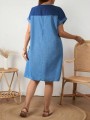 Niebieska casualowa sukienka (4XL)
