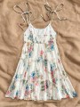 Biała sukienka mini kwiaty (1XL)