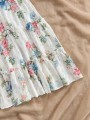 Biała sukienka mini kwiaty (1XL)