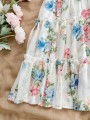 Biała sukienka mini kwiaty (1XL)