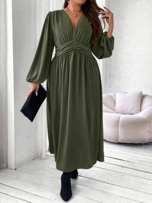 Khaki sukienka rozcięcie (1XL)