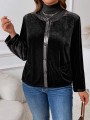 Welurowy czarny kardigan (4XL)