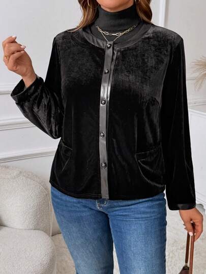 Welurowy czarny kardigan (4XL)