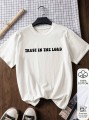 Biały t-shirt nadruk (M)