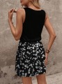Czarna sukienka mini wzór (XL)
