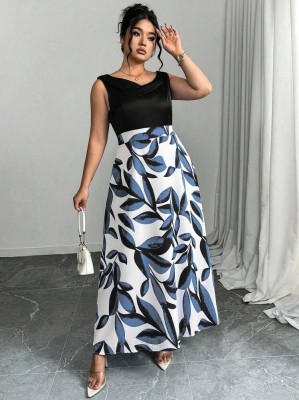 Dwukolorowa sukienka wzór (3XL)