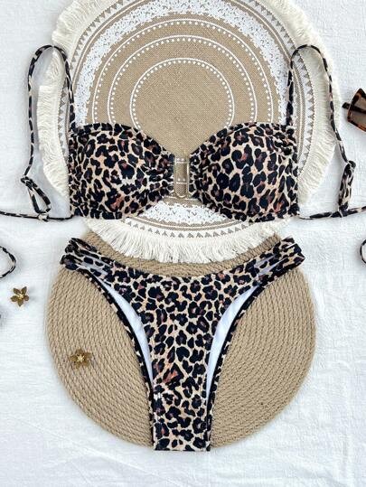 Dwuczęściowe bikini wzór zwierzęcy (L)