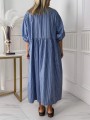 Niebieska sukienka midi paski (4XL)