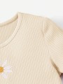 Jasnobeżowy t-shirt haft (5L)