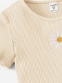 Jasnobeżowy t-shirt haft (5L)