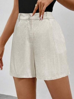 Beżowe spodenki domieszka lnu (4XL)