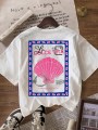 Biały t-shirt nadruk (M)