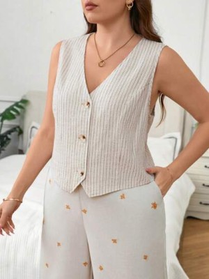 Beżowa kamizelka paski (4XL)