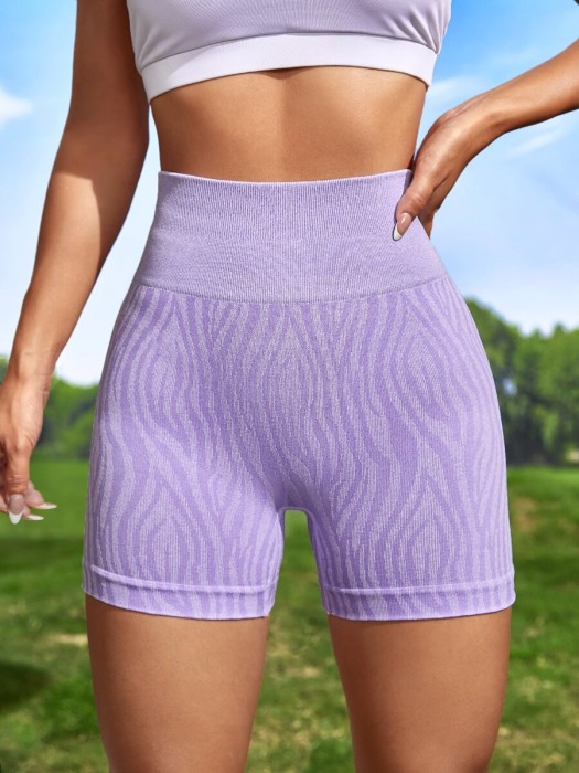 Fioletowe krótkie legginsy wzór (M)