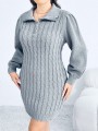 Dzianinowa sukienka mini zamek (2XL)