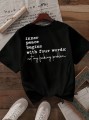 Czarny t-shirt napis (S)