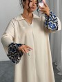Beżowa sukienka maxi kieszeń (2XL)