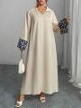 Beżowa sukienka maxi kieszeń (2XL)