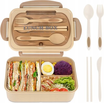 Beżowy lunchbox sztućce
