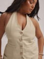Beżowy top odkryte plecy (2XL)