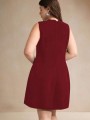 Bordowa sukienka cyrkonie (2XL)