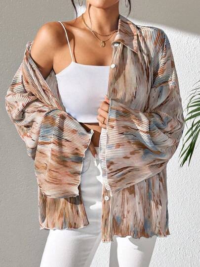 Plisowana koszula oversize (L)