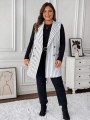 Biała kamizelka dwurzędowa paski (0XL)