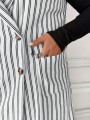 Biała kamizelka dwurzędowa paski (0XL)