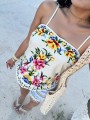 Asymetryczny wiązany top kwiaty (4XL)