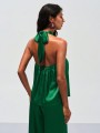 Zielony satynowy top (M)